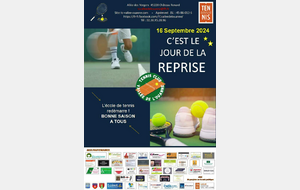 Reprise des cours de tennis le 16 septembre 2024 