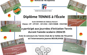 Remise des diplômes de TENNIS à l'école Odonna de Chateau-Renard 