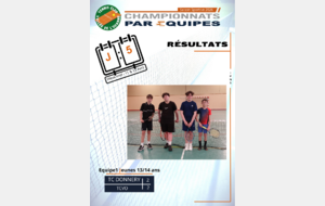 Résultats J5 des équipes jeunes 13/14 ans