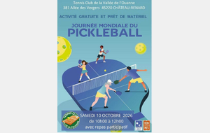Animation Pickleball le samedi 10/10/2026 de 10h à 12h