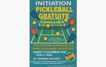 Initiation au pickleball samedi 13 décembre 2025 (10 à 12h) et c'est gratuit !
