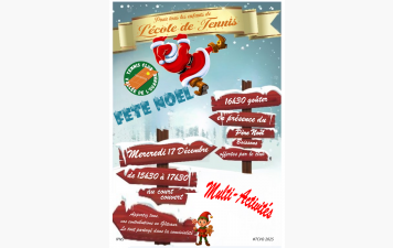 Pour les enfants , l'école de tennis fête Nöel le mercredi 17 décembre 2025  🎇🎄🎈