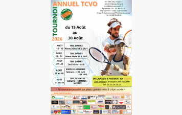 Le tournoi du TCVO se déroulera du 15 au 30 août 2026