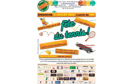 Fête du tennis le dimanche 2 juillet 2023 - Venez nombreux !