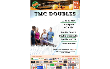 Le tournoi du TCVO se déroulera du 15 au 30 août 2026 - TMC doubles