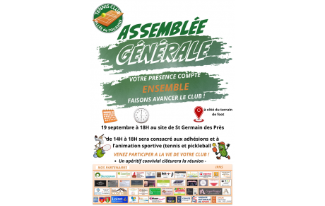 Assemblée générale le 19 septembre 2026 à St Germain des près